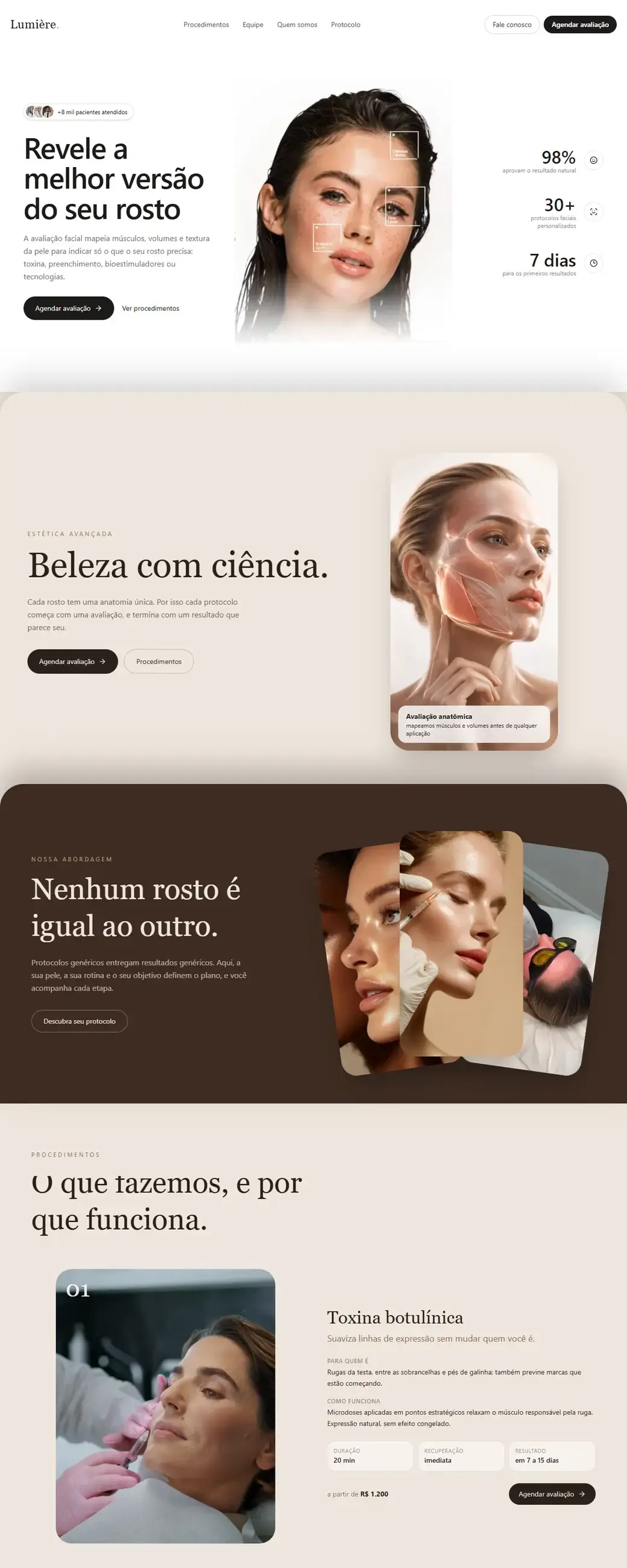 Modelo de site para clínica / estética no computador
