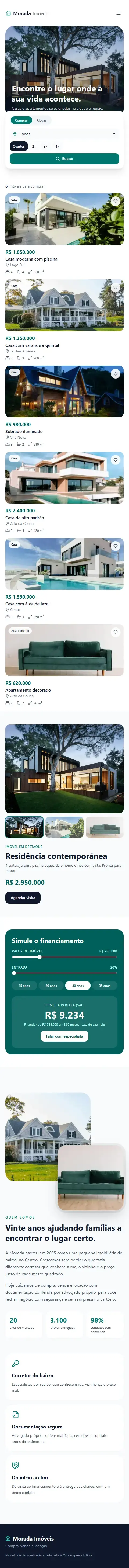 Modelo de site para imobiliária / corretor no celular