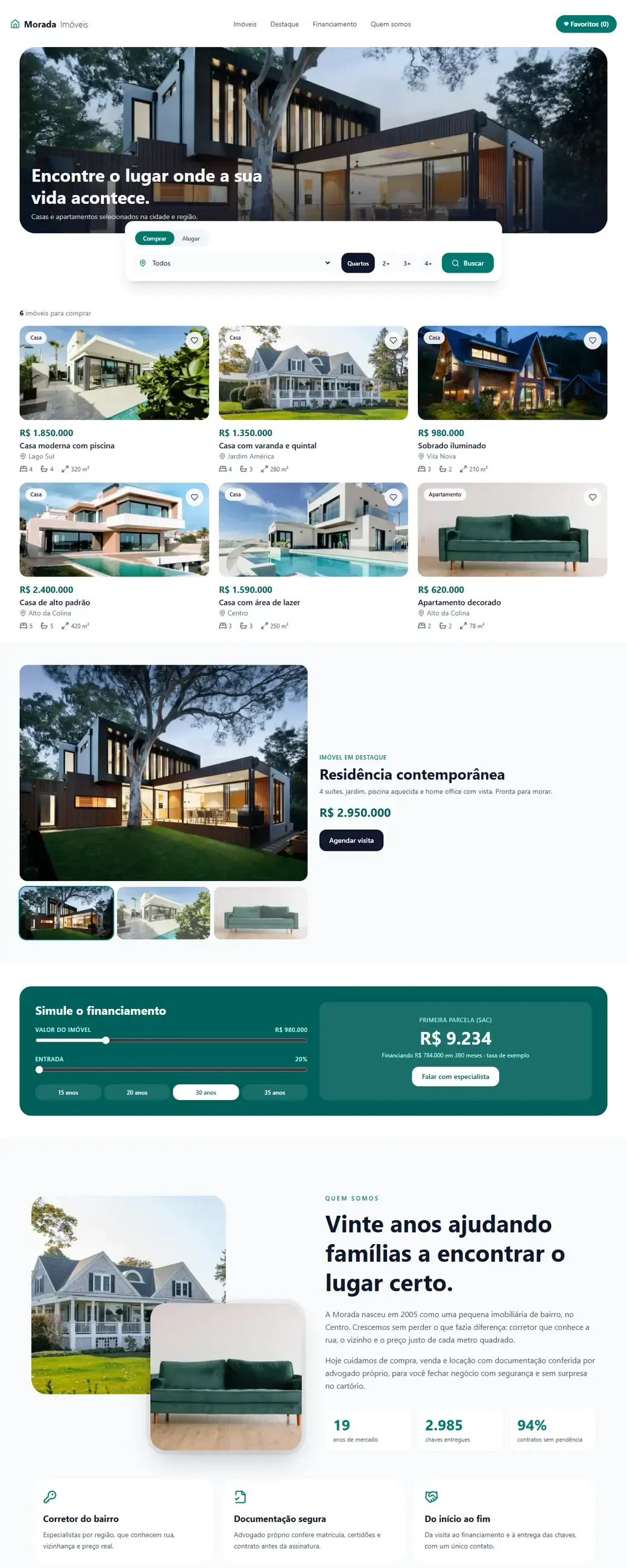 Modelo de site para imobiliária / corretor no computador